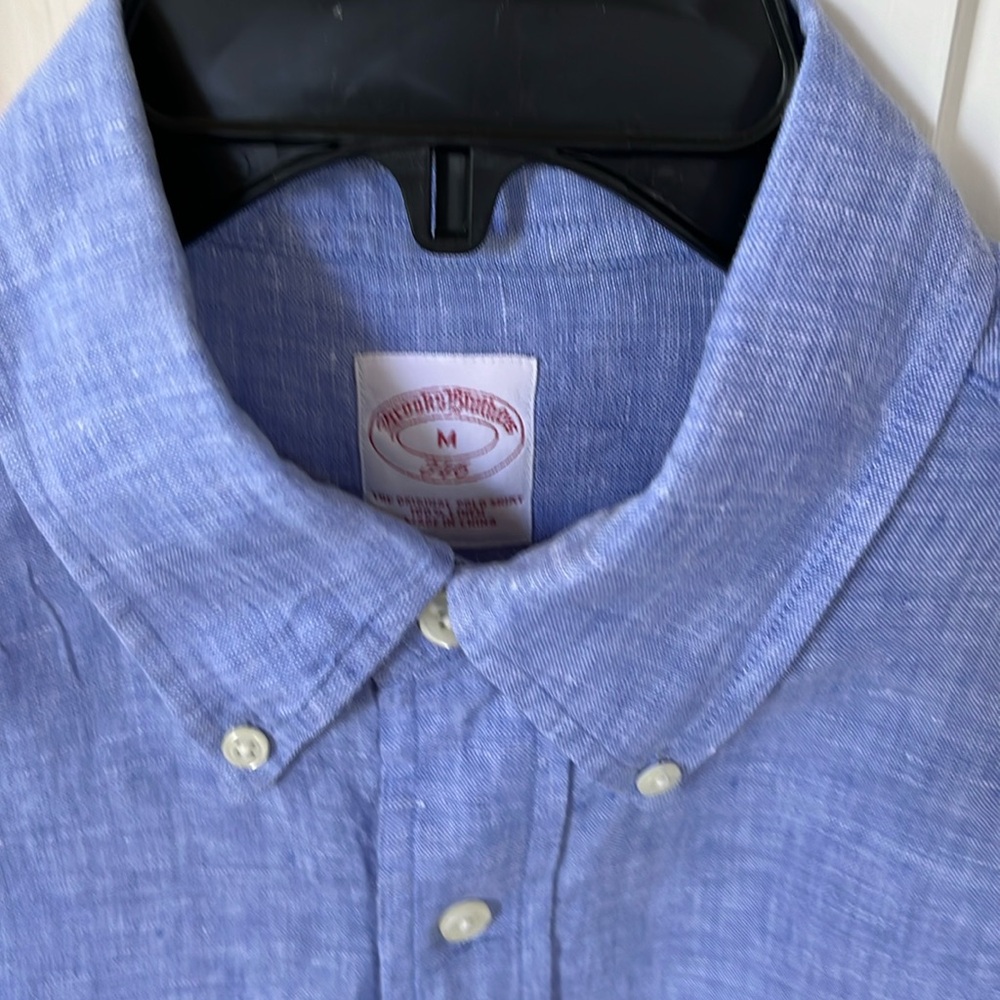 Brooks Brothers short sleeve 100% linen button down shirt